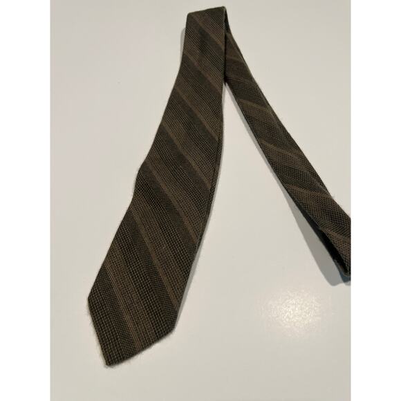 Vintage Brioni Cashmere Wool Made in Italy Men's Necktie Green Tan Stripes JL - Picture 6 of 8